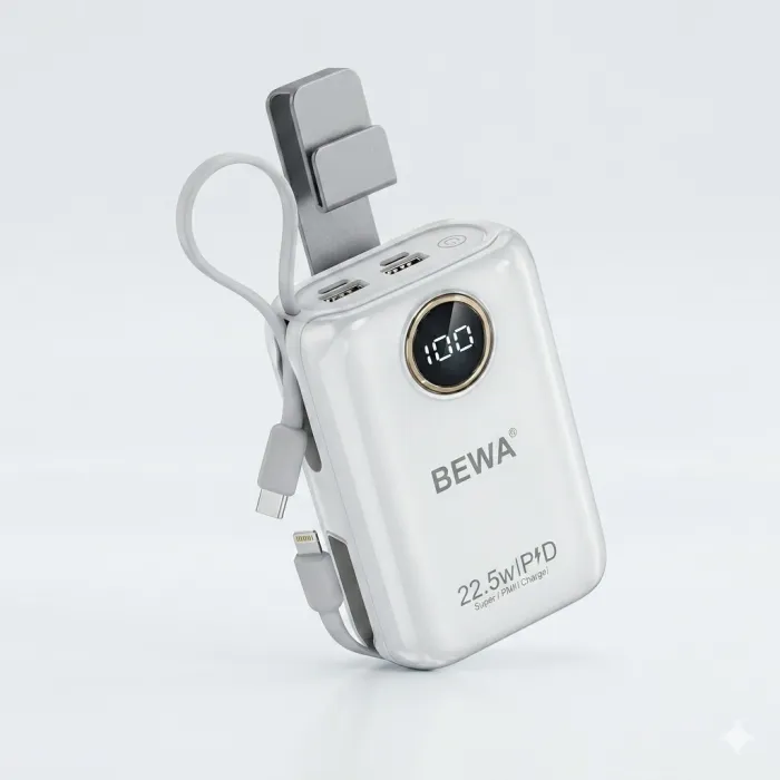 Power Bank BEWA 30 000 mAh (BP-03) | Charge Rapide 22.5W PD | 4 Câbles Intégrés | Affichage LED