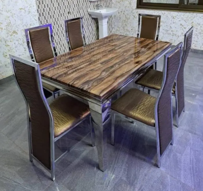 Table à manger Ensemble Gain de Place | 4 Chaises Encastrables | Motif Marbré Floral/Géométrique | Compact